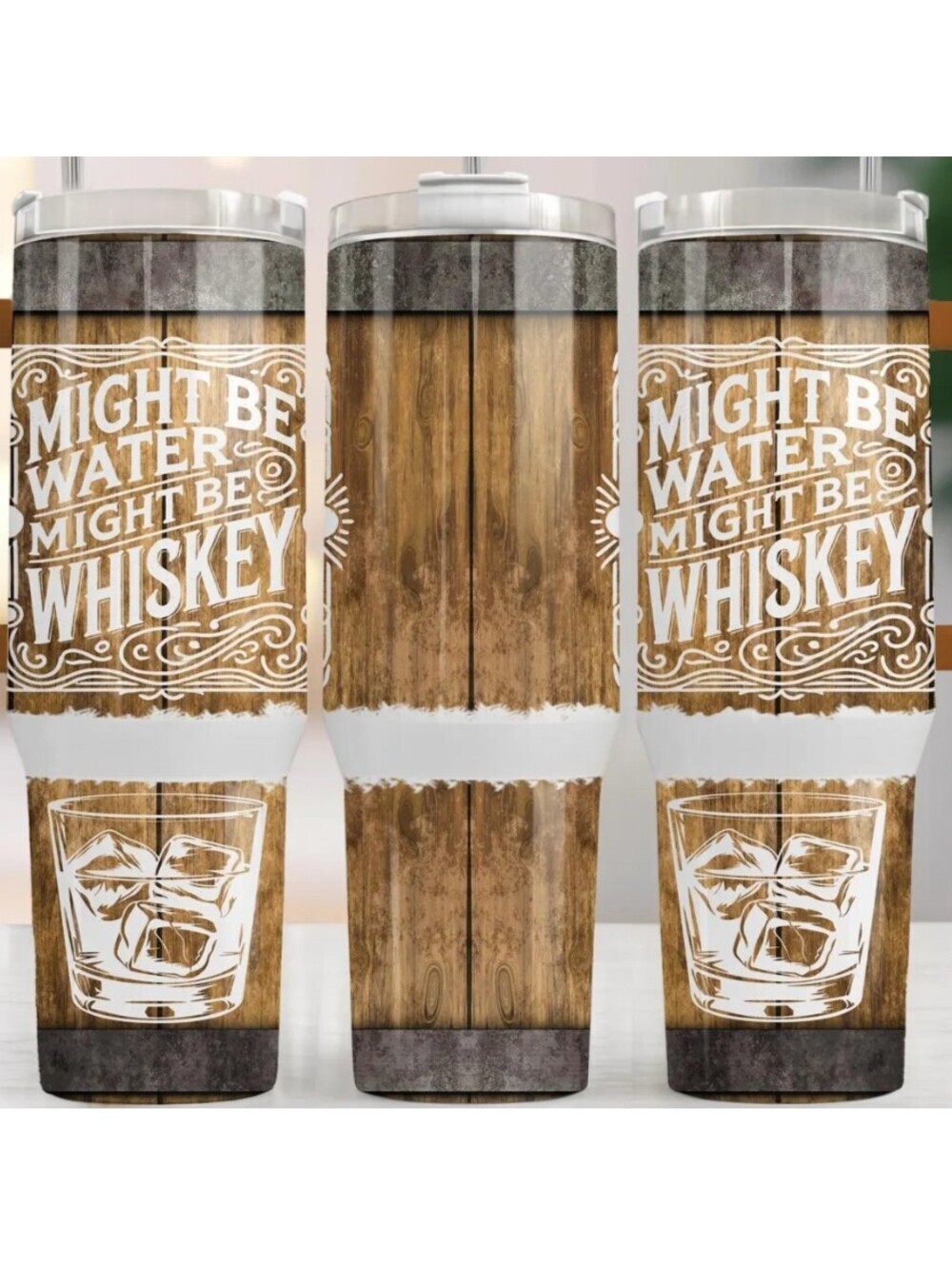 40oz Stainless Steel Tumbler with might be Water Design